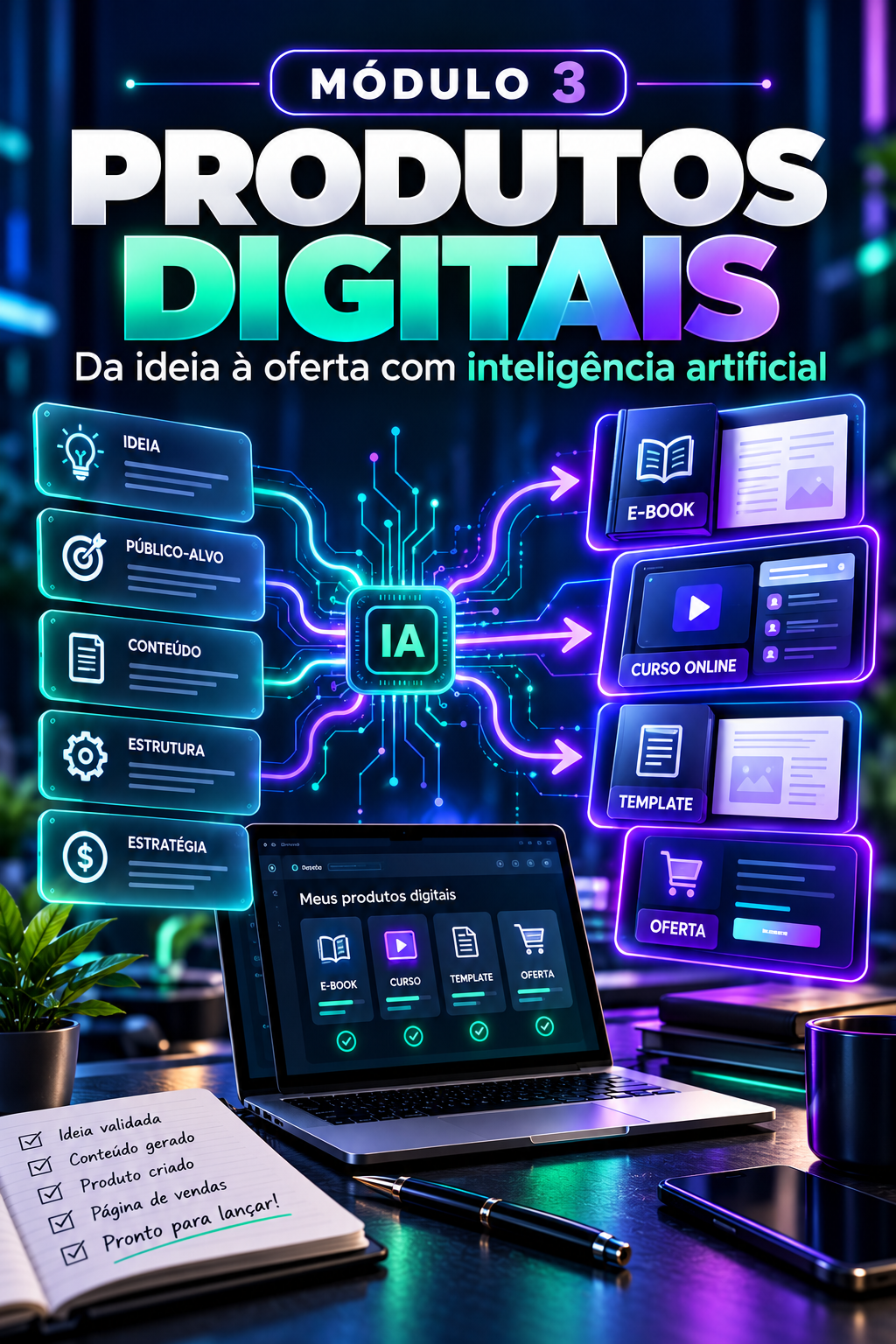 Capa do módulo Produtos Digitais