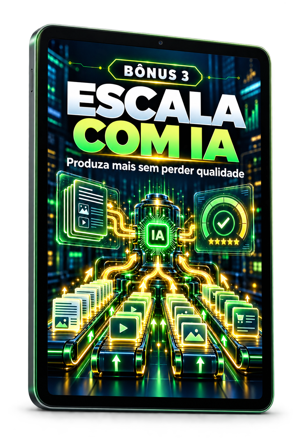 Escala com IA apresentado em um tablet